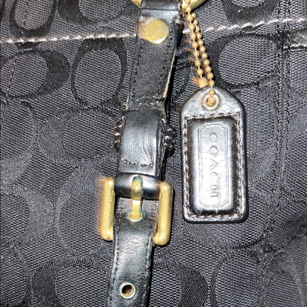 COACH Black Signature Monogram Career Shoulder Bag - Picture 3 of 13